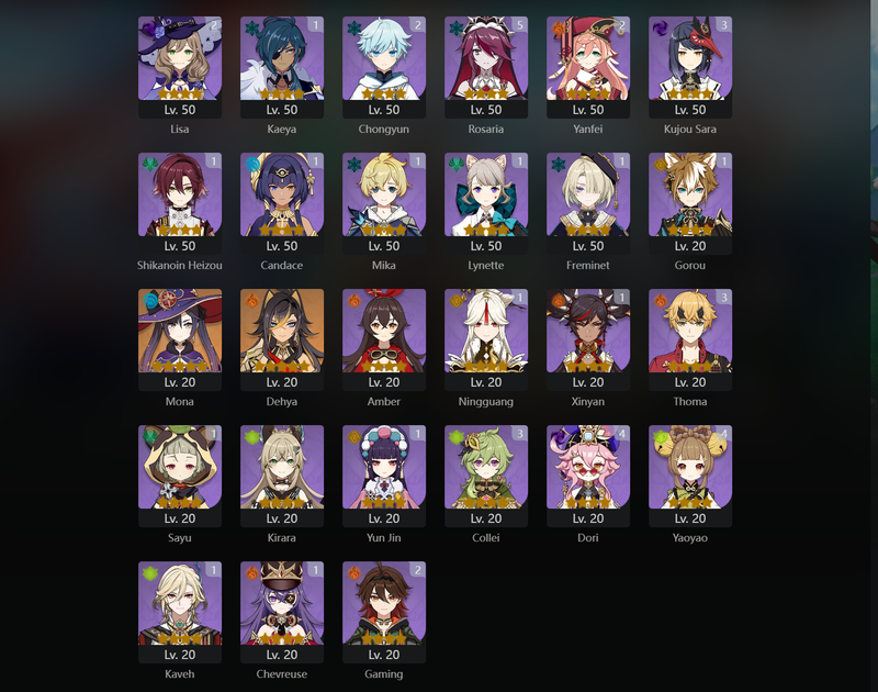 [Asia] AR58 - Albedo,Kokomi,Nahida,Wanderer,Raiden Shogun,Navia,Klee,Yoimiya,Kazuha,Neuvillette,Diluc,Xiao,Qiqi,Tighnari,Mona,Dehya,Hu Tao(C1),Keqing(C1)