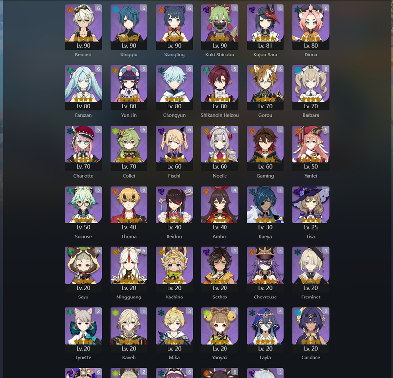 [Asia] AR60 - Arlecchino,Navia,Neuvillette,Alhaitham,Nahida,Shenhe,Miko,Itto,Kokomi,Raiden Shogun,Eula,Yoimiya,Kazuha,Zhongli,Xiao,Ayaka,Xianyun,Kinich,Venti,Furina(C1),Yelan(C1)