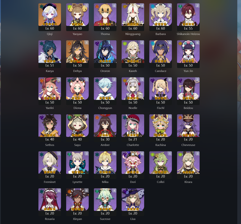 [Eu] AR59 - Chasca,Clorinde,Arlecchino,Xianyun,Navia,Furina,Neuvillette,Lyney,Alhaitham,Wanderer,Nahida,Cyno,Nilou,Miko,Itto,Raiden Shogun,Yoimiya,Hu tao,Ayaka,Klee