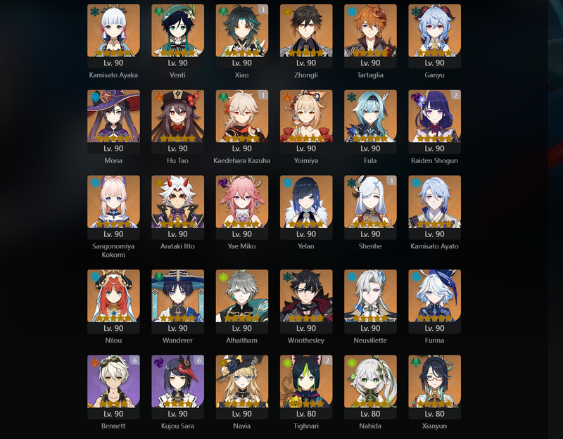 [Eu]AR60-Ayaka,Venti,Zhongli,Tartaglia,Ganyu,Hu Tao,Yoimiya,Eula,Raiden Shogun,Kokomi,Itto,Miko,Yelan,Ayato,Nilou,Wanderer,Alhaitham,Wriothesley,Neuvillette,Furina,Navia,Nahida,Xianyun,Klee,Xiao(C1),Kazuha(C1),Shenhe(C1),Raiden Shogun(C2),Tighnari(C2),Keq