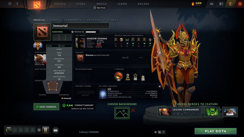 Immortal | MMR: 5642 - Behavior: 9840