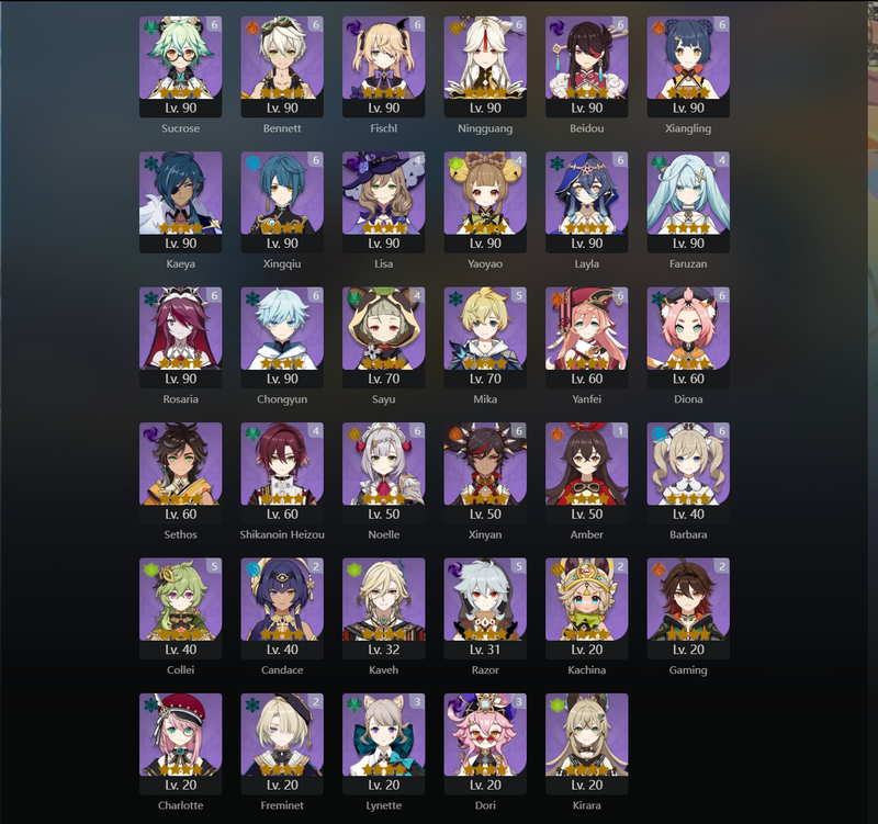 [America] AR60 - Navia,Ayato,Kokomi,Eula,Yoimiya,Kazuha,Hu Tao,Albedo,Zhongli,Ayaka,Shenhe,Cyno,Xiao,Emilie,Mualani,Dehya,Wanderer(C1),Itto(C1),Tartaglia(C1),Tighnari(C2),Diluc(C3),Qiqi(C3)