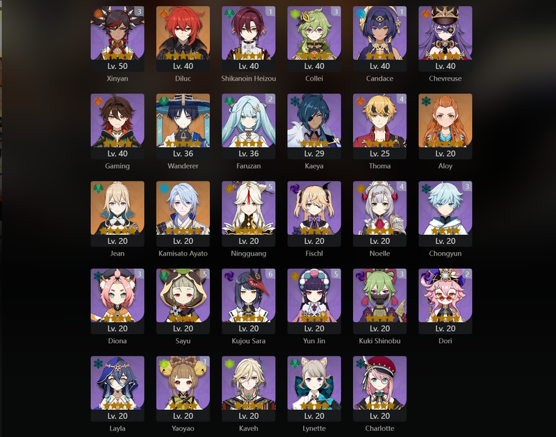 [America] AR57 - Zhongli,Venti,Hu Tao,Ayaka,Kokomi,Cyno,Diluc,Wanderer,JEan,Ayato,Tartaglia(C1),Itto(C1),Qiqi(C2),Mona(C5)