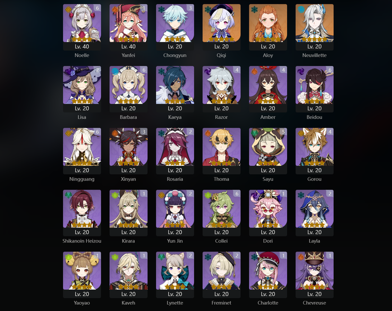 [Asia] AR57 - Xiao, Tartaglia, Nahida, Wanderer, Yelan, Kazuha, Raiden Shogun, Nilou, Albedo, Tighnari, Yae Miko, Mona, Qiqi, Neuvillette, Keqing(C1),Diluc(C1), Jean(C3)