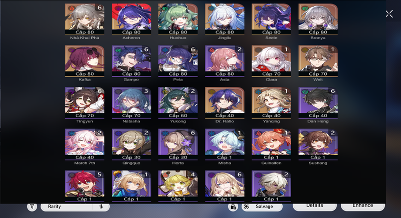 [Asia] TL67 - Acheron, Huohuo, Jingliu, Seele, Bronya, Kafka, Dr.Ratio, Clara(E1), Welt(E1), Yanqing(E1)