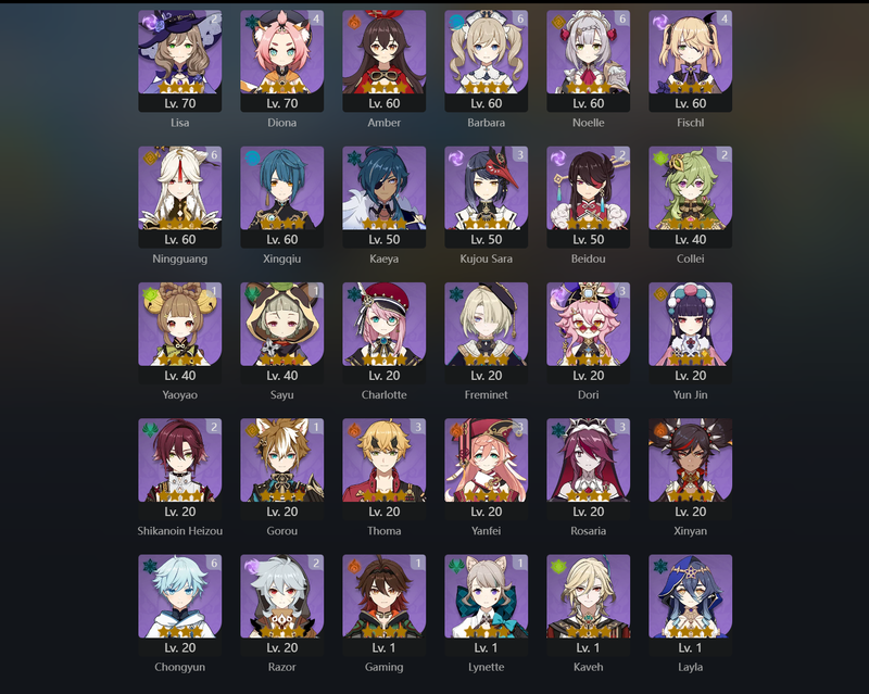 [Asia] AR58 - Ayato,Miko,Eula,Zhongli,Xiao,Yelan,Shenhe,Cyno,Kazuha,Keqing(C1),Qiqi(C2),Diluc(C2)