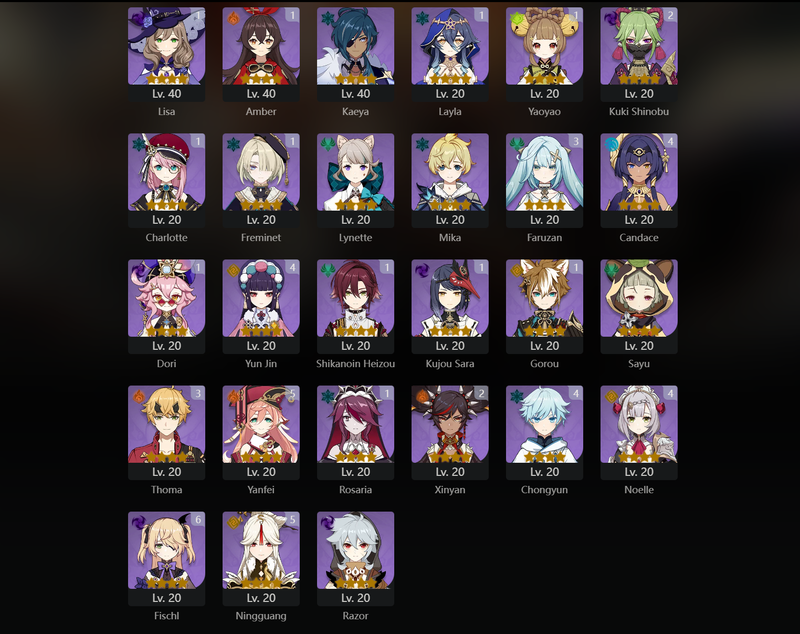 [Asia] AR58 - Cyno,Nilou,Miko,Raiden shogun,Kazuha,Keqing,Ganyu,Xiao,Jean,Furina,Mona(C1),Tighnari(C1),Qiqi(C1)