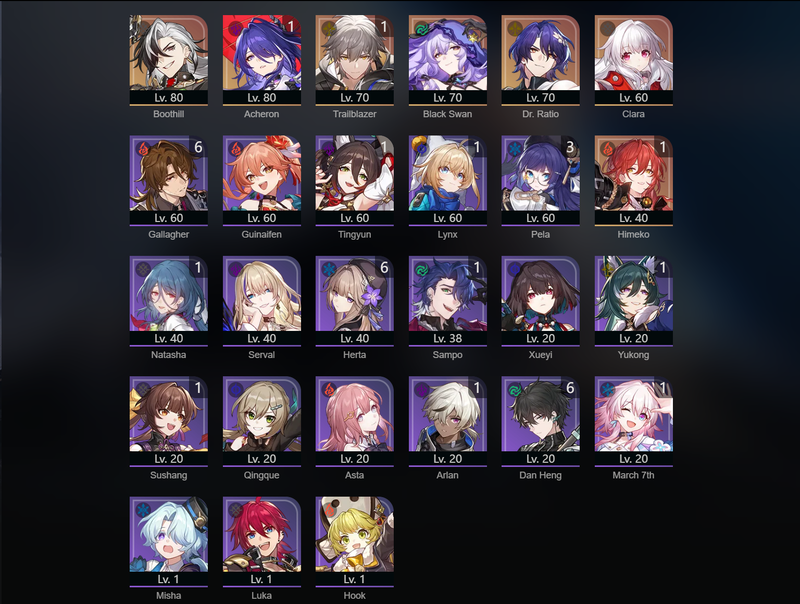 [Asia] TL62 - Boothill,Black Swan,Clara,Acheron(E1),Himeko(E1)