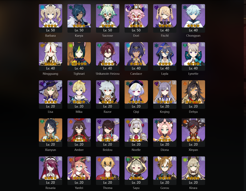 [Asia] AR60 - Ayaka,Yoimiya,Alhaitham,Navia,Zhongli,Baizhu,Cyno,Kokomi,Tighnari,Qiqi,Dehya,Xianyun,Hu Tao(C1),Kazuha(C1),Furina(C1),Shenhe(C1),Wanderer(C2),Keqing(C2),Nahida(C2),Raiden Shogun(C3),Yelan(C3),Neuvillette(C4),Diluc(C4)