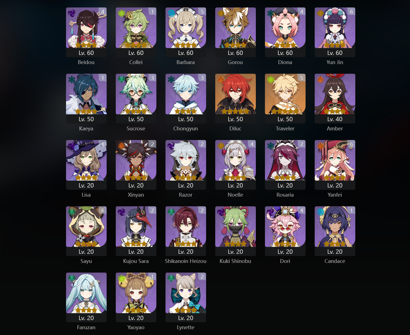 [Eu] AR57 - Xiao, Zhongli, Ganyu, Yoimiya, Yae Miko, Yelan, Kazuha, Ayato, Mona, Jean, Diluc, Keqing(C1), Raiden Shogun(C2)