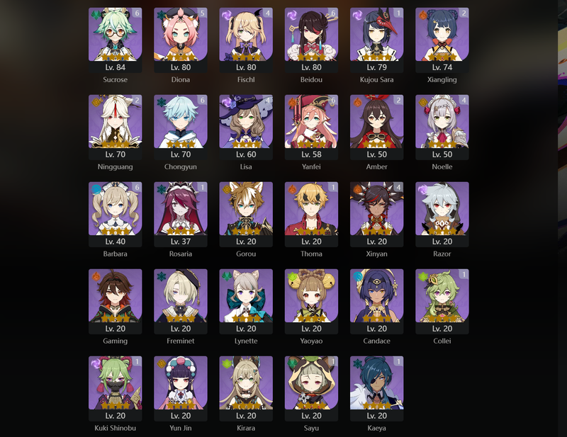 [Eu] AR57 - Raiden Shogun,Ganyu,Tartaglia,Klee,Ayaka,Yelan,Hu Tao,Venti,Qiqi,Furina,Dehya,JEan(C1),Keqing(C1)