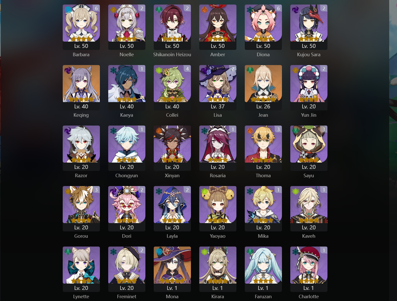 [Asia] AR58 - Zhongli,Raiden Shogun,Yelan,Wanderer,Neuvillette,Furina,Kazuha,Arlecchino,Tighnari,Diluc,Venti,Kokomi,Qiqi,Keqing,Jean,Mona,Dehya(C1)