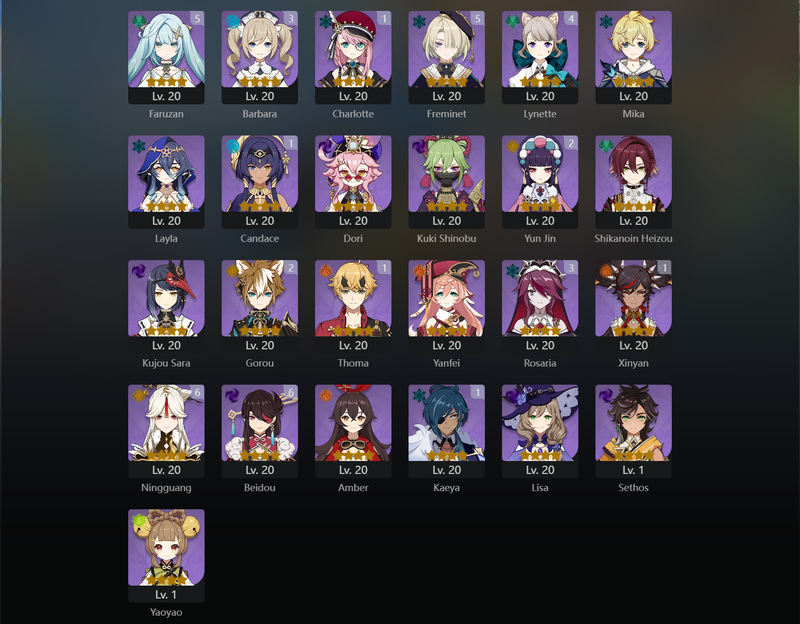 [America] AR57 - Furina,Nahida,Raiden Shogun,Navia,Arlecchino,Hu Tao,Dehya,Qiqi,Keqing(C1),Jean(C2),Yelan(C2)