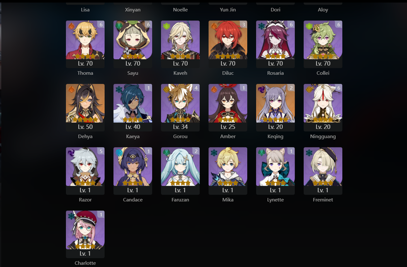 [America] AR60 - Hu Tao, Kokomi, Yelan, Nilou, Neuvillette, Furina, Eula, Raiden Shogun, Ganyu, Ayaka, Venti, Zhongli, Kazuha, Yoimiya, Nahida, Jean, Dehya, Qiqi(c1), Jeqing(C2), Mona(C2), Diluc(C3)