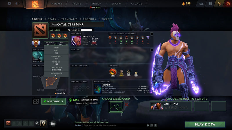 Immortal | MMR: 7895 - Behavior: 9895