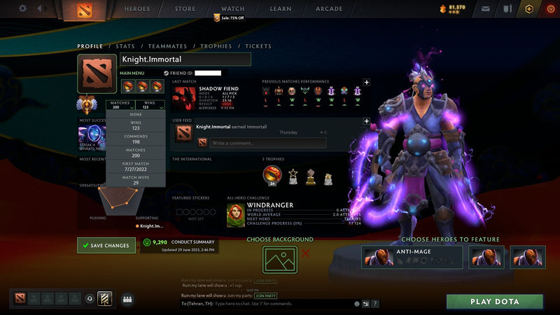 Immortal | MMR: 5609 - Behavior: 9290