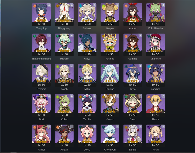 [Eu] AR60 - Arlecchino,Xianyun,Furina,DehyamNahida,Eula,Yoimiya,Hu Tao,Zhongli,Venti,Ayaka,Nilou,Navia,Keqing,Mona,Jean(C1),Tighnari(C1),Qiqi(C3),Raiden Shogun(C3),Diluc(C4)