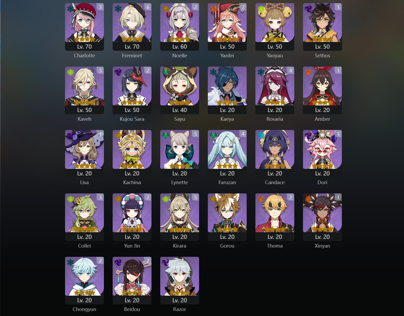 [Eu] AR58 - Arlecchino,Furina,Neuvillette,Raiden Shogun,Kazuha,Navia,Hu Tao,Ayaka,Venti,Xianyun,Baizhu,Mona,Mualani,Jean,Tighnari,Dehya,Diluc,Keqing(C2)