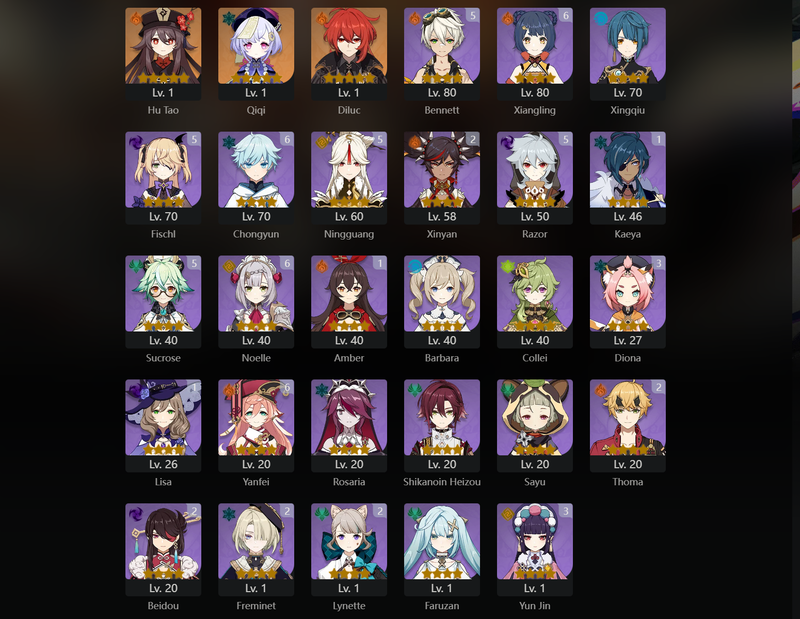 [Eu] AR56 - Zhongli,Xiao,Venti,Keqing,Tartaglia,Ayaka,Arlecchino,Xianyun,Kazuha,Hu Tao,Qiqi,Diluc,Tighnari,Mona(C2)[Dead:g]