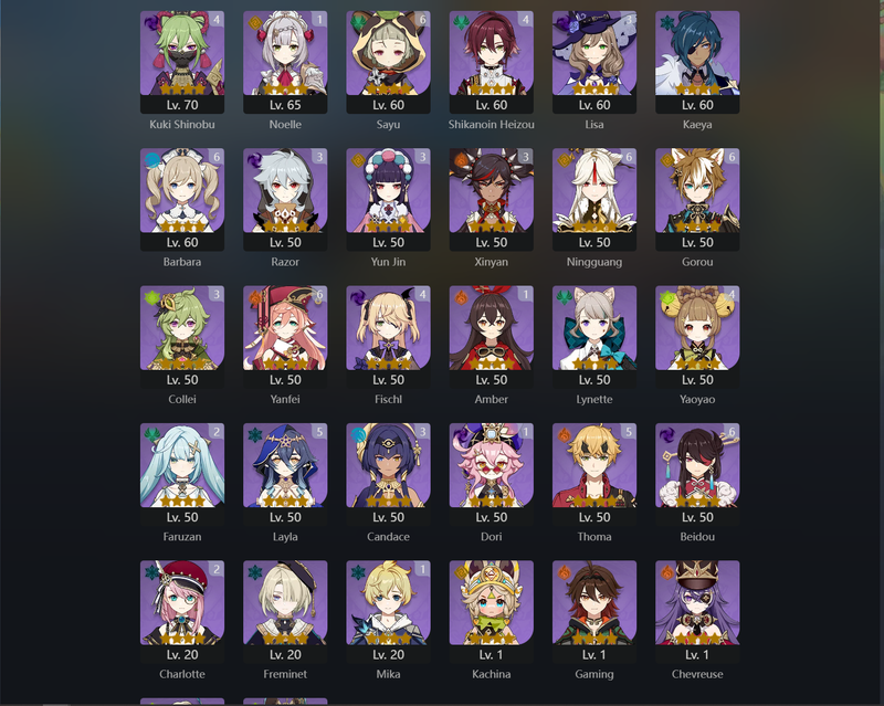 [Asia] AR60 - Nahida,Shenhe,Yelan,Eula,Ganyu,Zhongli,Neuvillette,Ayaka,Venti,Wanderer,Qiqi,Nilou,Cyno,Xianyun,Hu Tao(C1),Jean(C1),Raiden Shogun(C2),Diluc(C3),Keqing(C3)