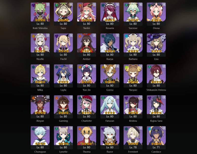 [Eu] AR60 - Shenhe,KAzuha,Xianyun,Furina,Nahida,Cyno,Tighnari,Ayato,Yelan,Raiden Shogun,Eula,Yoimiya,Zhongli,Ayaka,Keqing,Arkecchino,Navia,Dehya(C1),Diluc(C3),Mona(C4)