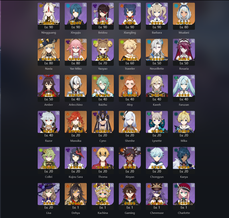 [America] AR60 - Mavuika,Arlecchino,Baizhu,Neuvillette,Naiva,Mualani,Ayaka,Venti,Xiao,Zhongli,Klee,Yoimiya,Eula,Yelan,Nahida,Lyney,Kinich,Raiden Shogun(C1),Ayato(C1),Hu Tao(C1),Miko(C1)