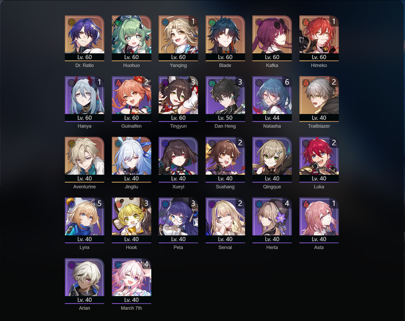 [Eu] TL52 - Huohuo, Blade, Kafka, Aventurine, Jingliu, Yanqing(E1), Himeko(E1)