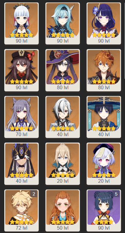 [EU] AR57 - Arlecchino, Eula, Ayaka, Raiden Shogun, Hu Tao, Mona, Tartaglia, Keqing, Cyno, Jean, Qiqi,