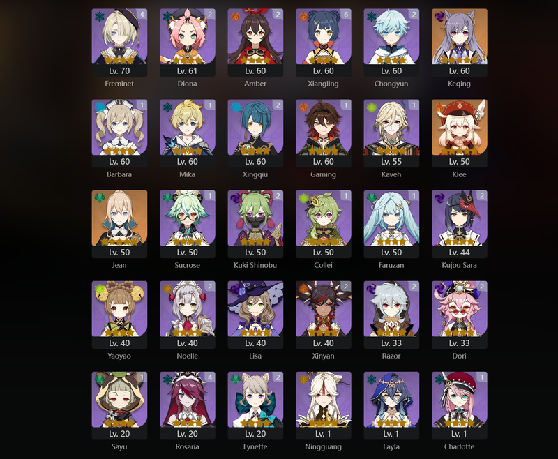 [Asia] AR56 - Tartaglia, Kazuha, Xiao, Diluc, Wanderer, Keqing, Klee, Jean, Ayaka(C1)