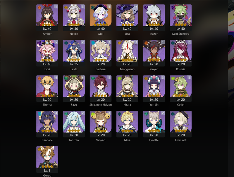 [Asia] AR59 - Venti,Zhongli,Ganyu,Kazuha,Nahida,Furina,Ayaka,Tighnari,Miko,Keqing,Qiqi(C1),Hu tao(C1),Raiden Shogun(C2),Jean(C5)