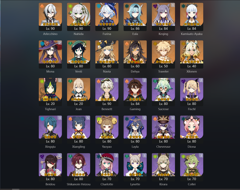 [America] AR57 - Arlecchino,Nahida,Furina,Eula,Ayaka,Venti,Navia,Dehya,Xilonen,Jean,Keqing(C1),Mona(C2),Tighnari(C2)