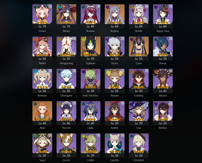 [Asia] AR59 - Hu Tao, Xiao, Yoimiya, Eula, Raiden Shogun, Nahida, Neuvillette, Zhongli, Furina, Xianyun, Mona, Keqing, Tighnari, Cyno, Qiqi(C1)