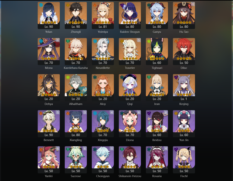 [Asia] AR56 - Yelan,Zhongli,Yoimiya,Raiden Shogun,Ganyu,Kazuha,Neuvillette,Tighnari,Diluc,Alhaitham,Dehya,Qiqi,Jean,Keqing,Hu Tao(C1),Mona(C1)