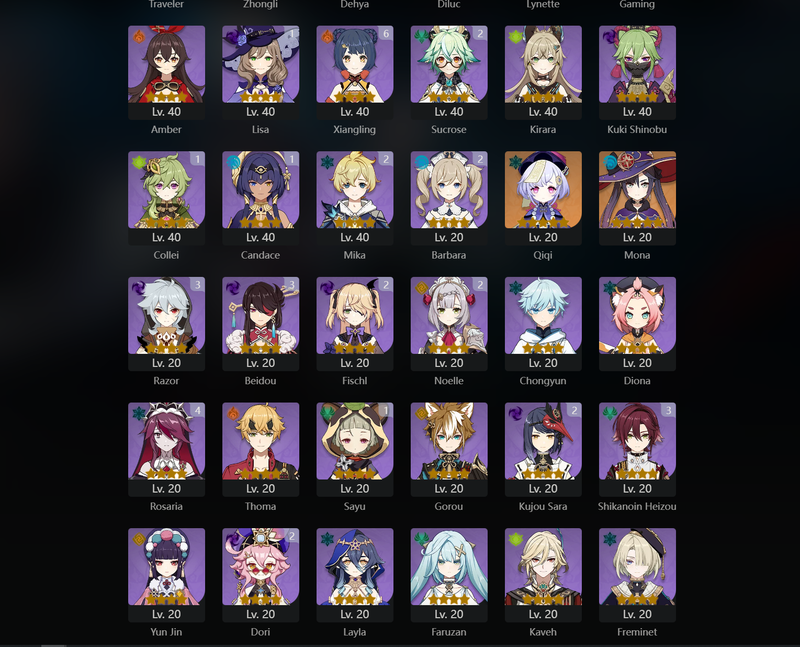 [Eu] AR55 - Raiden Shogun, Alhaitham, Eula, Yae Miko, Kokomi, Yoimiya, Zhongli, Dehya, Qiqi, Mona, Klee(C1), Wriothesley(C1), Diluc(c1)