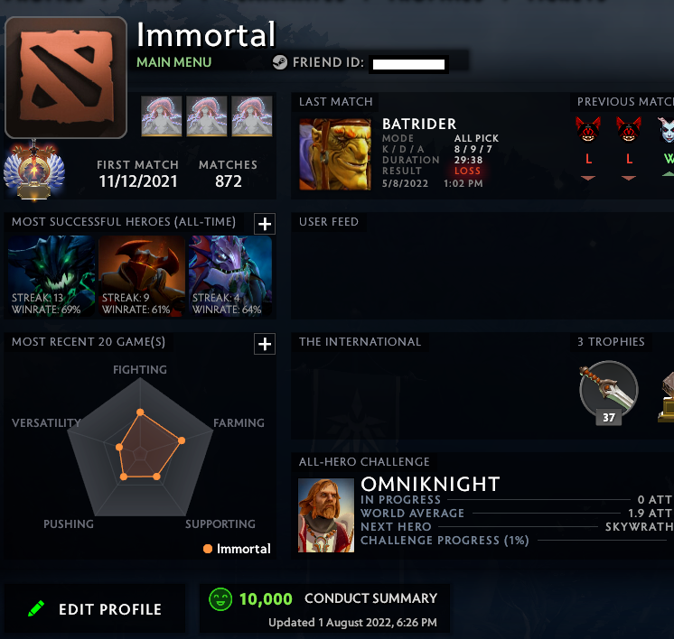 Immortal | MMR: 6510 - Behavior: 10000