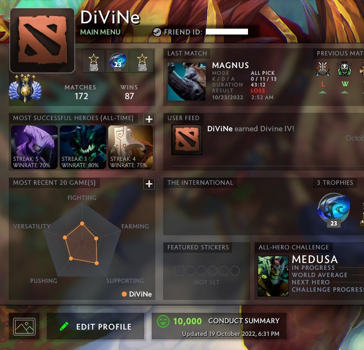 Divine IV | MMR: 5280 - Behavior: 10000