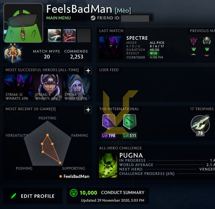 Legend II | MMR : 3320 - Behavior : 10000