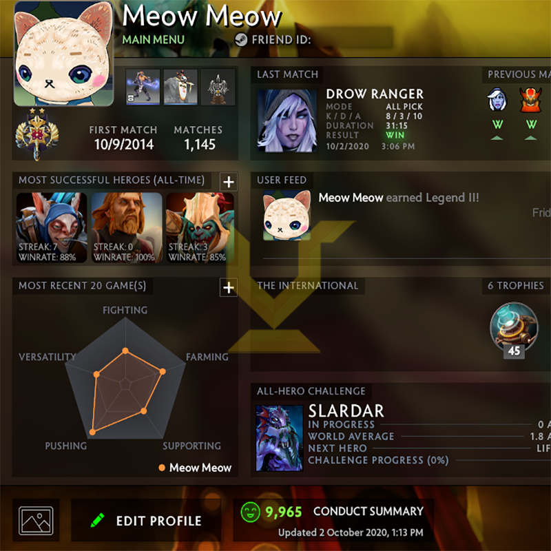 Legend II | MMR: 3270 - Behavior: 9965