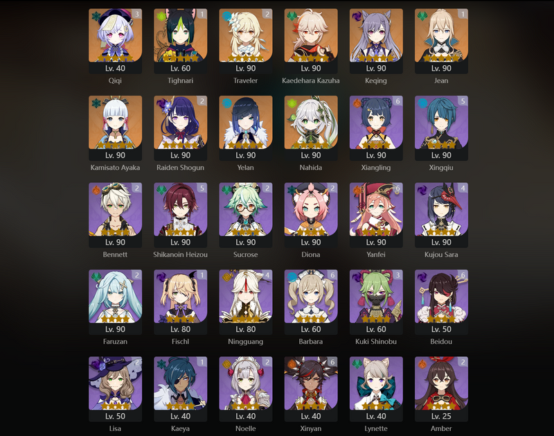 [Eu] AR58 - Neuvillette, Kazuha, Keqing, Ayaka, Nahida, Tighnari(C1), Jean(C1), Raiden Shogun(C2)