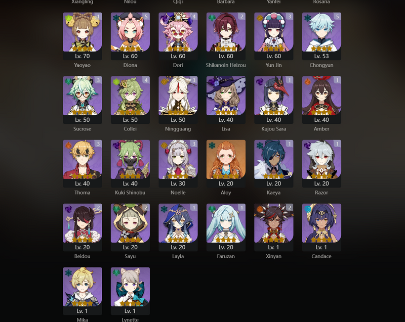 [Eu] AR57 - Hu Tao, Raiden Shogun, Nahida, Ayaka, Ayato, Diluc, Keqing, Nilou, Jean(C1), Qiqi(C2)