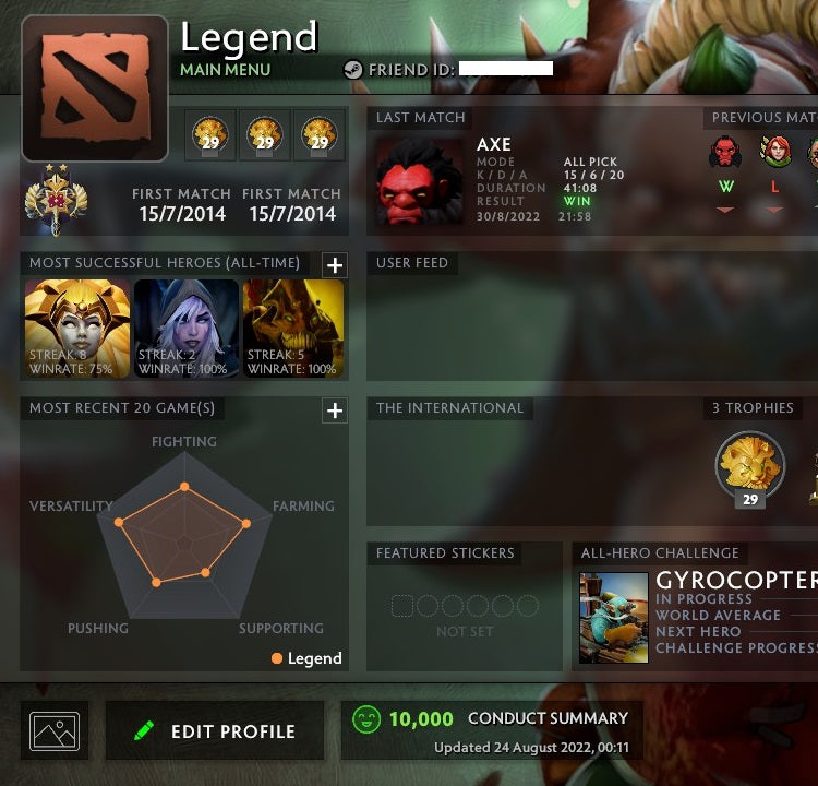 Legend II | MMR: 3200 - Behavior: 10000