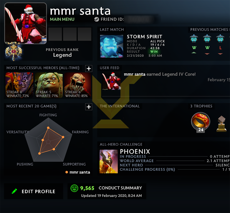 Legend IV | MMR: 3600 - Behavior: 9565