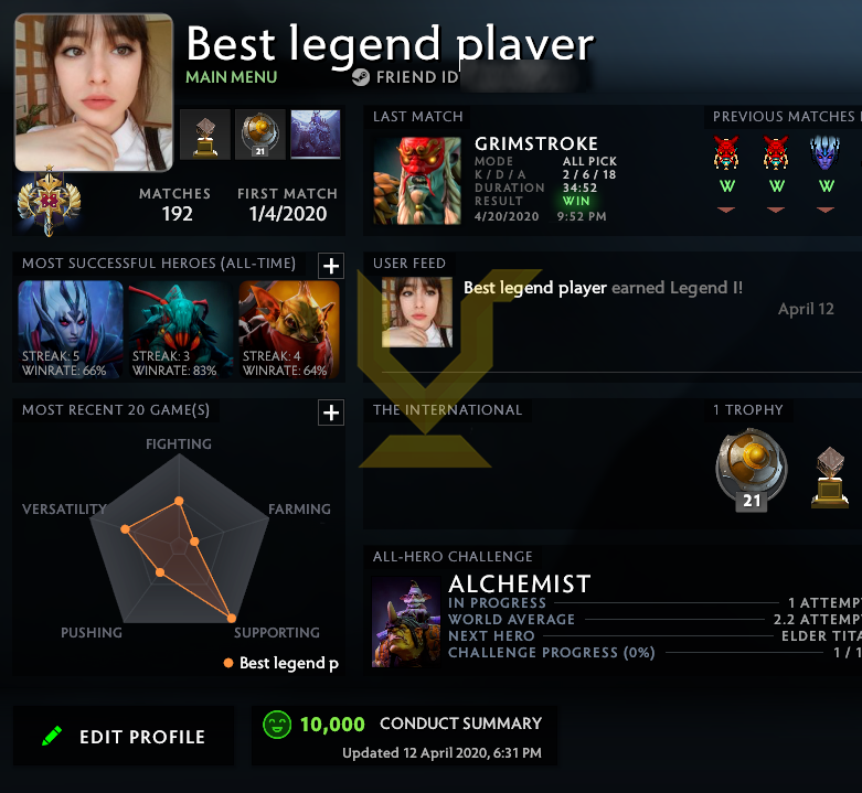 Legend I | MMR: 3200 - Behavior: 10000