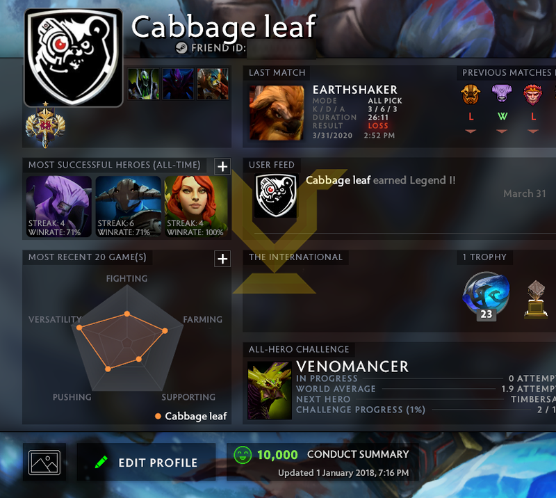 Legend I | MMR: 3140 - Behavior: 10000