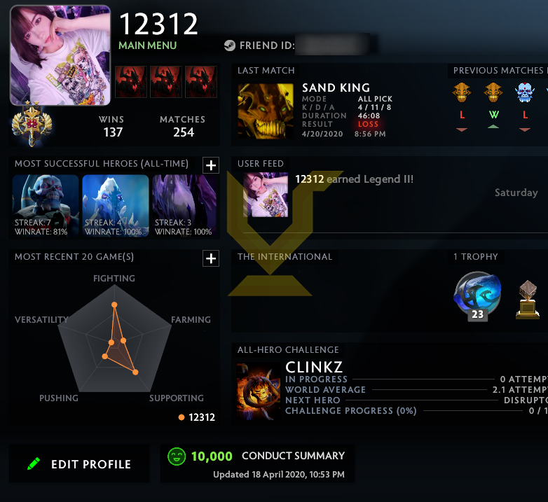 Legend II | MMR: 3200 - Behavior: 10000