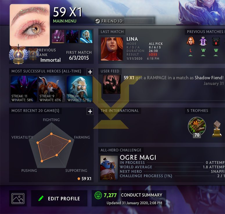 Immortal | MMR: 5640 / Behavior: 7277