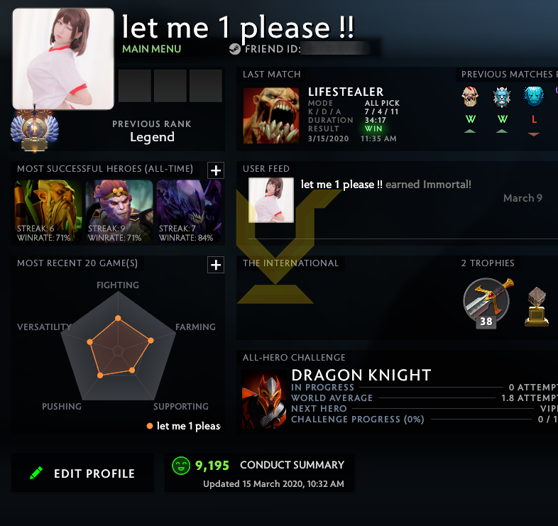 Immortal | MMR: 5650 - Behavior: 9195