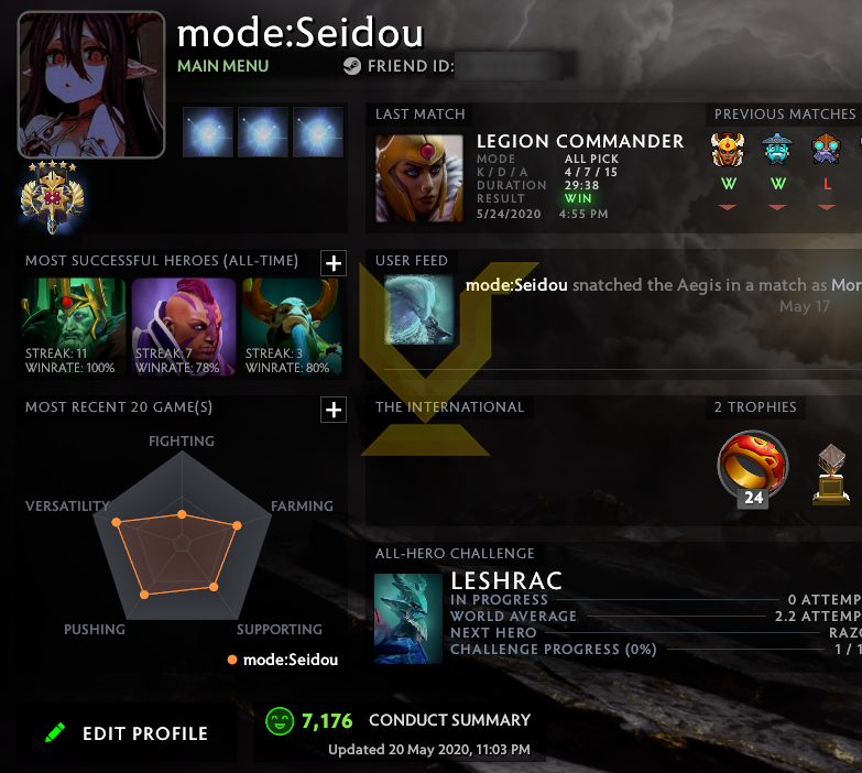 Legend V | MMR: 3800 - Behavior: 7176