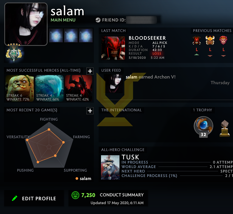 Archon V | MMR: 2860 - Behavior: 7150