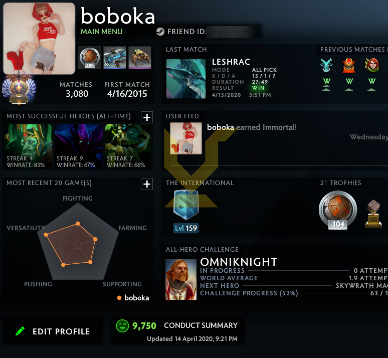 Immortal | MMR: 5630 - Behavior: 9750